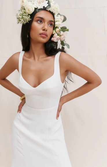 REFORMATION NWT LECCE Dress Ivory Silk Bridal Tie Wedding US0/ US 4 - Picture 5 of 13